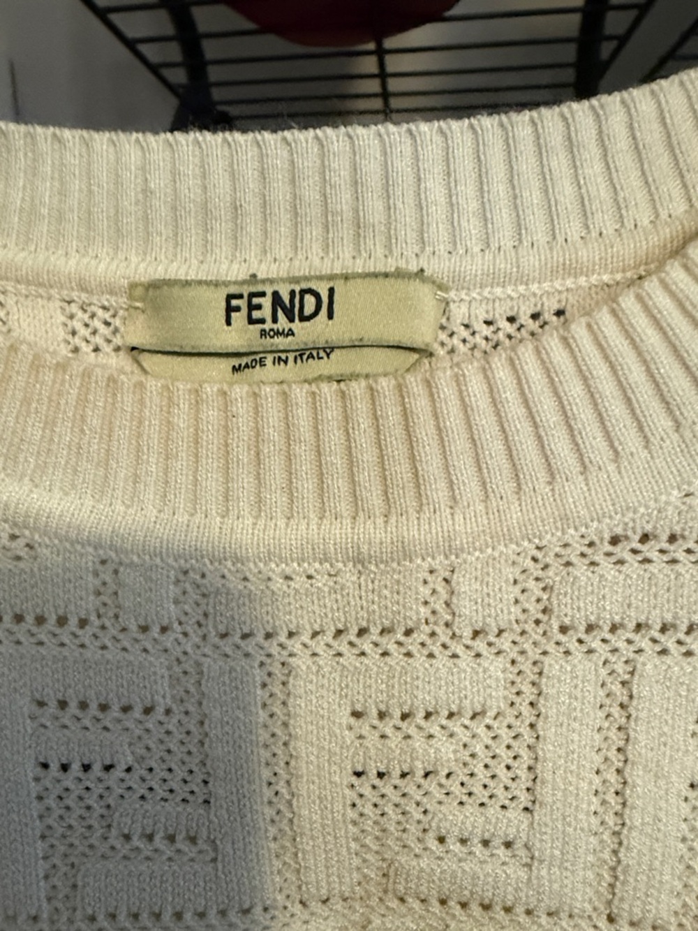 Fendi Ivory Knit Short Sleeve Sweater - Picture 2 of 6